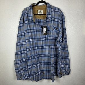Legendary Whitetails Buck Camp Blue/Gray Flannel Shirt Button Up Size 4XL